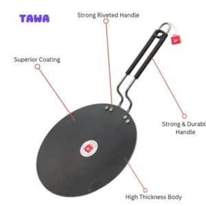 Vaishno Mata Heavy Iron Tawa with insulated Handle for roti/chapati/paratha 25 cm Dia