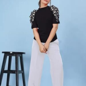Vaishno Mata Casual Puff Sleeves Trendy Women Top (C1)