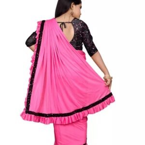 Vaishno Mata Kids Lycra Saree With Unstitched Blouse piece