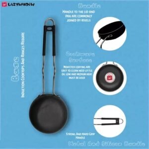 Vaishno Mata Essential Iron Tadka Pan/Fry Pan with Steel Handle And Foldable Plastic Whisker Beater Hand Blender Mixer