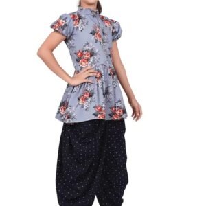 Vaishno Mata Girl Kurta Set grey black