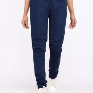 Vaishno Mata Denim Skinny Fit Stretchable Medium Waist Elastic Closer Ankle Length Solid Black-Royalblue Jeggings for Women Pack Of 2
