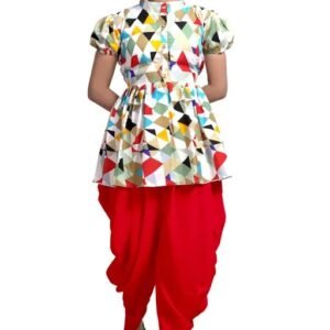 Vaishno Mata Girl Kurta Set multi red