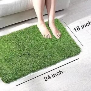 Vaishno Mata Multicolur Cotton And Green Grass Door Mat Pack of Artificial Grass Doormat 5pc combo 5pc