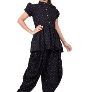Vaishno Mata Girl Kurta Set black black