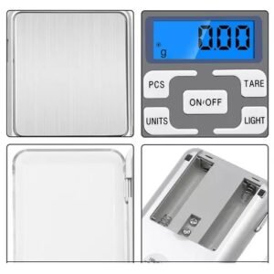 Vaishno Mata WDS 0.01g To 200g Digital LED Display Jewellery Pocket Scales & Balances;Weight Scale;Weighing Scale (JPS1)(Silver)