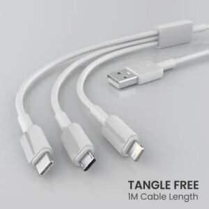 Vaishno Mata 3.0A Fast Charger Cord + 3 in 1 cable micro type, Type-C and also I phone