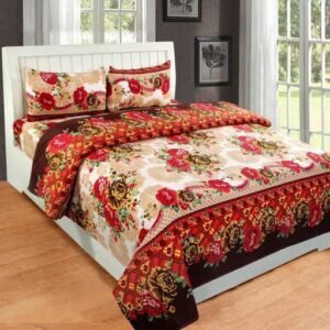 Vaishno Mata TC Poly Cotton Floral Double Bedsheet with 2 Matching Pillow Covers