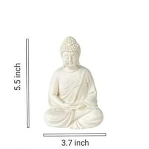 Vaishno Mata Premium Rare Handcrafted Polymarble Meditation/Dhyan Buddha Statue Lord Figurine/Idol (White, 5.5-inch)-