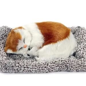 Vaishno Mata Cute Cat Soft Plush Press Simulation Sound Animal Cute Cotton, Faux Animal Fur Sleeping Cat Stuffed Toy
