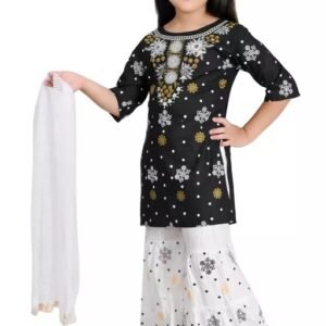 Vaishno Mata New Ethnic Kurta & Sahrara With Dupatta Sets (Black)